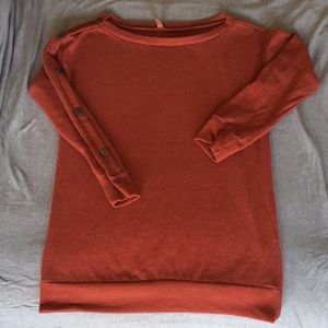 Boatneck sweatshirt with button embellished sleeve